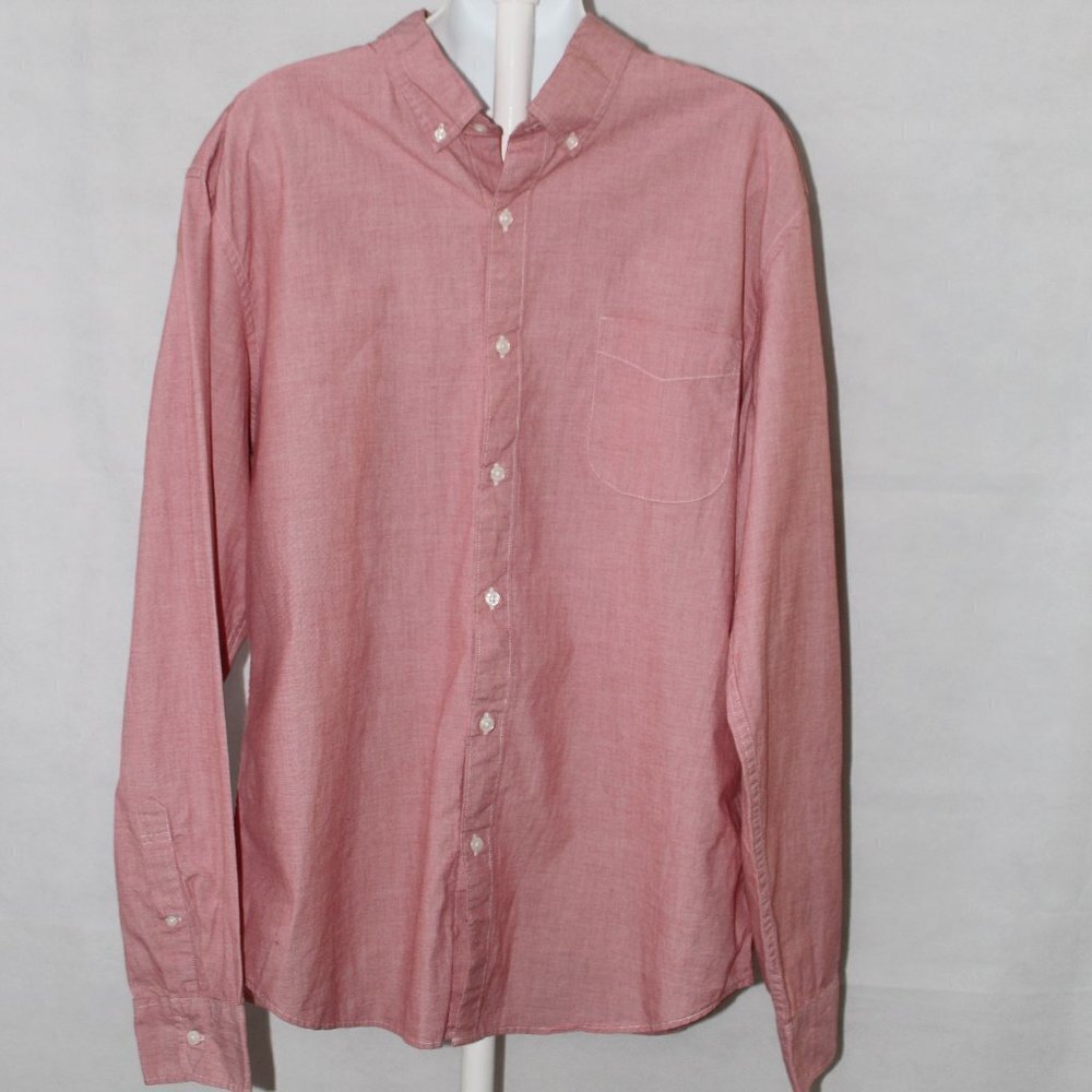 J. Crew Secret Wash Shirting Stretch Men's Pink Slim Long Sleeve Button Down XL